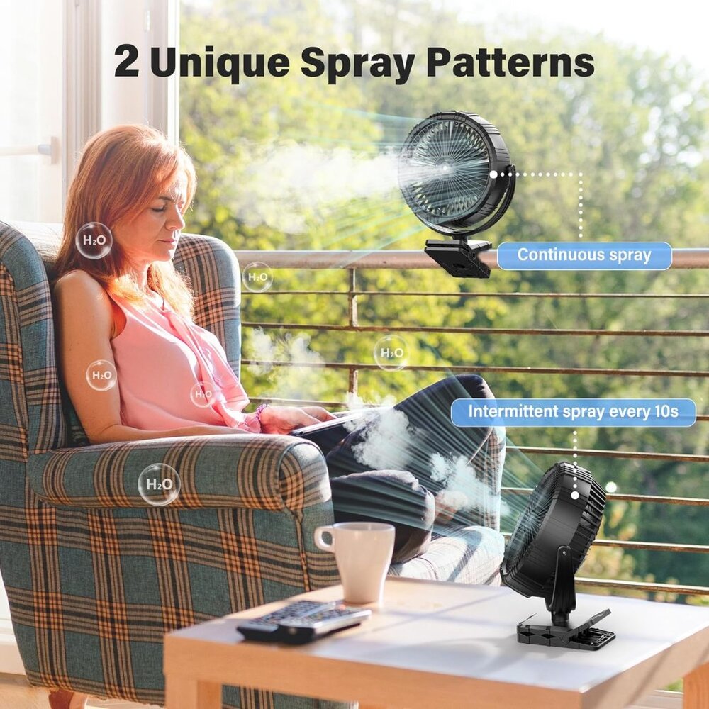 COPY - Misting Fan Rechargeable 10000mAh Battery, 8-inch Mister Fan with Clip– … - Picture 7 of 10